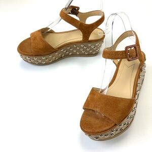 Brian Atwood Franki suede sandals studded platform sandals Size 6M
